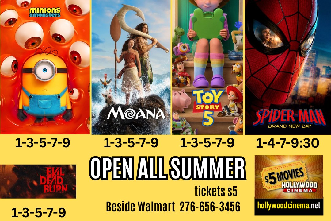 Hollywood Cinema posts Aug. 1 showtimes