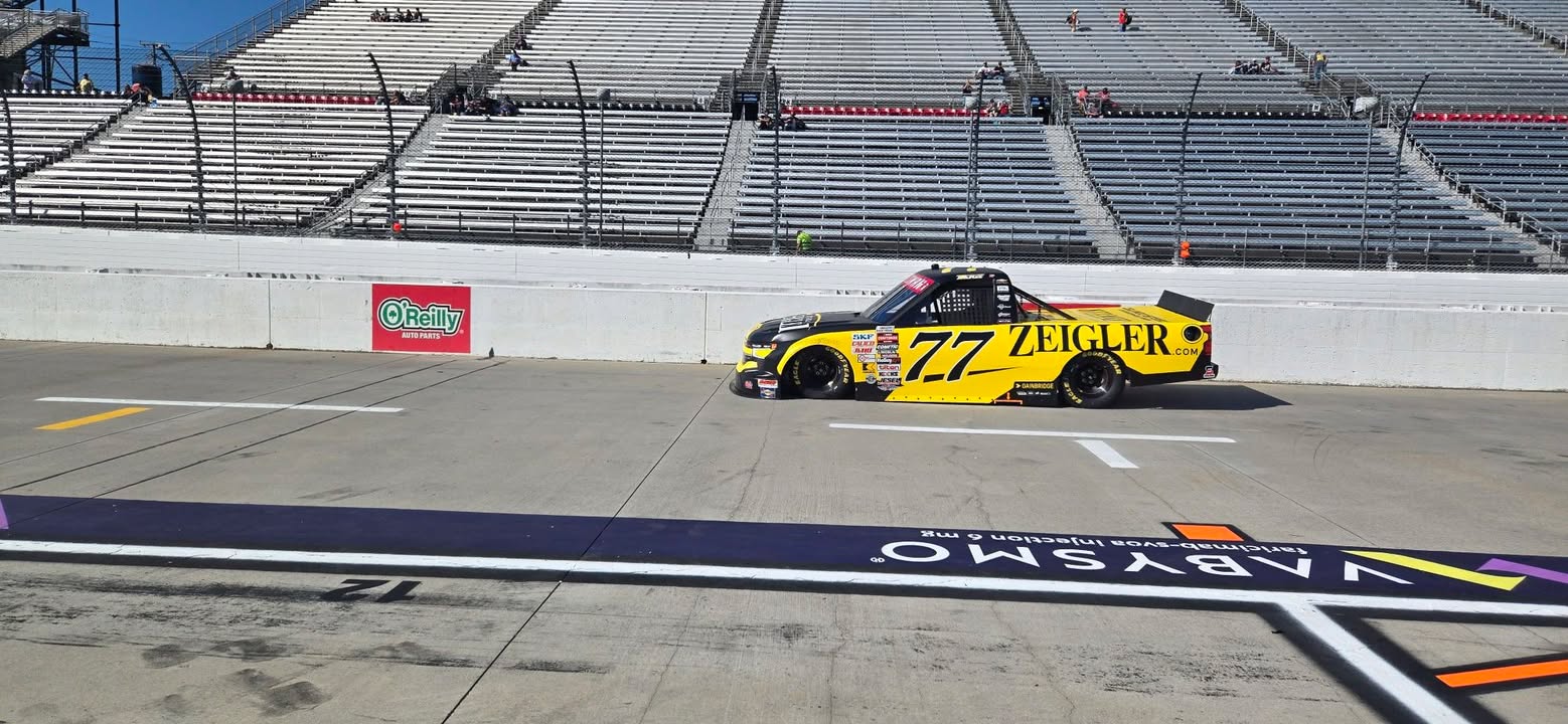 16 year old Tristan McKee takes the pole for the Black's Tire 200 Nascar Craftsman Truck Series Race here...