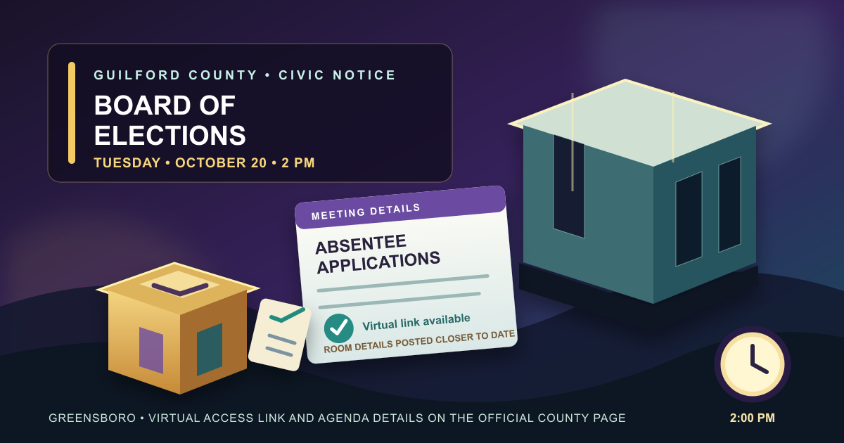 Guilford Board of Elections schedules Oct. 20 absentee applications meeting