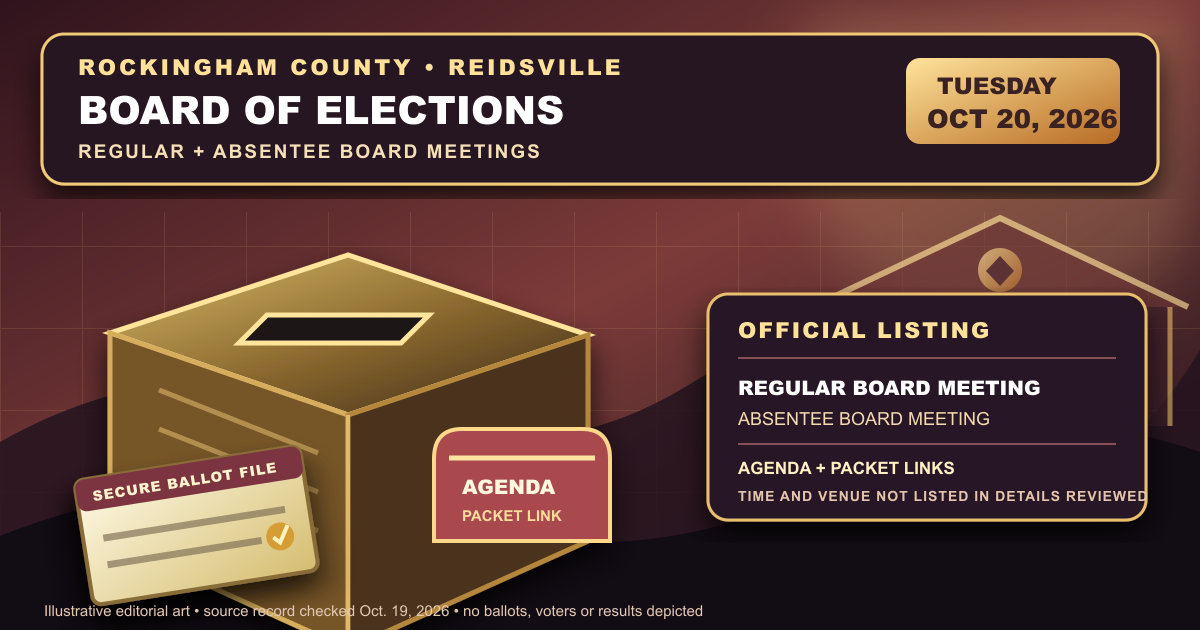 Rockingham County Board of Elections lists regular and absentee meetings Oct. 20