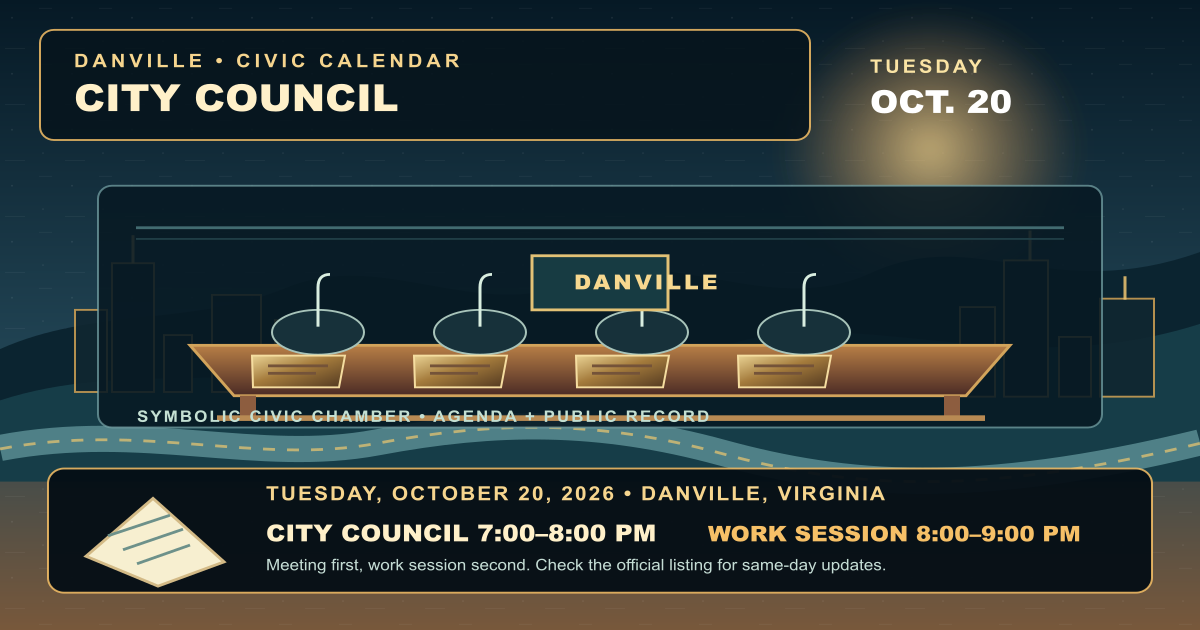 Danville City Council sets Oct. 20 meeting and work session