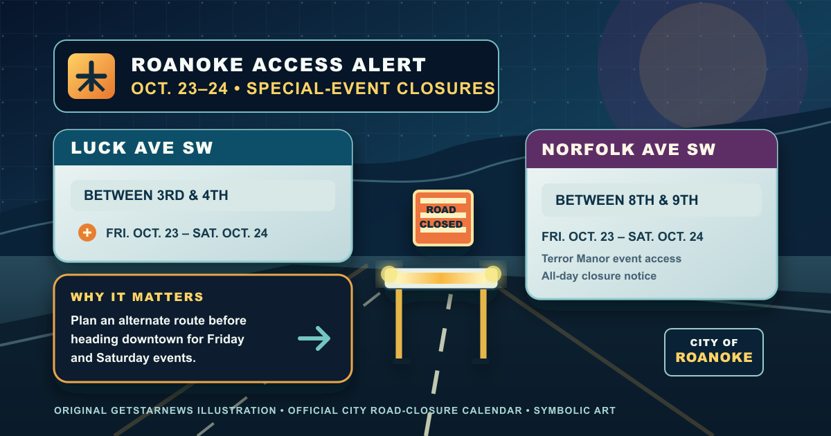 Roanoke lists Luck and Norfolk Avenue closures for Oct. 23-24 events